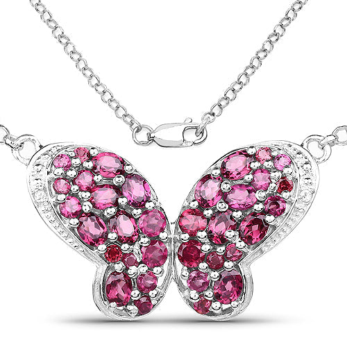 4.15 Carat Genuine Rhodolite and White Topaz .925 Sterling Silver Pendant on sale at MyriadMart
