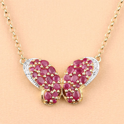 4.15 Carat Genuine Ruby and White Zircon .925 Sterling Silver Pendant on sale at MyriadMart