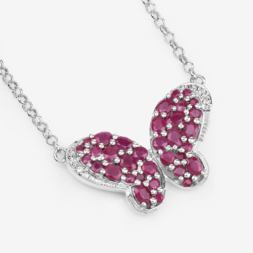 4.15 Carat Genuine Ruby and White Zircon .925 Sterling Silver Pendant on sale at MyriadMart