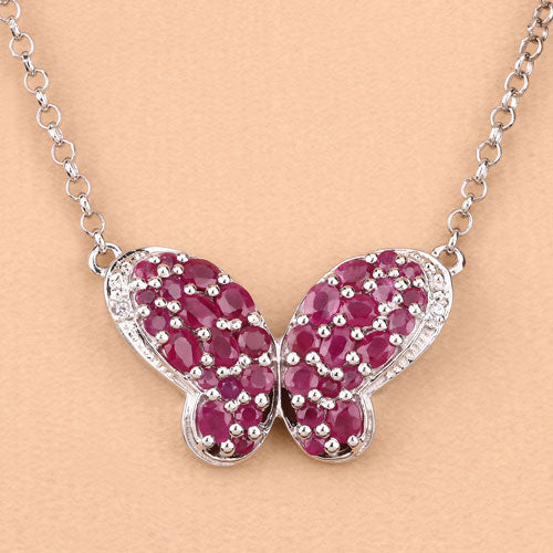 4.15 Carat Genuine Ruby and White Zircon .925 Sterling Silver Pendant on sale at MyriadMart