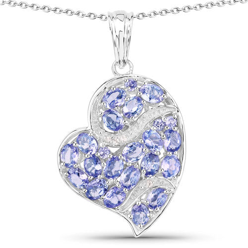 3.40 Carat Genuine Tanzanite and White Topaz .925 Sterling Silver Pendant on sale at MyriadMart