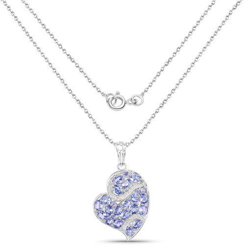 3.40 Carat Genuine Tanzanite and White Topaz .925 Sterling Silver Pendant on sale at MyriadMart