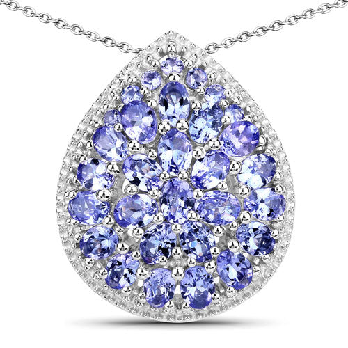 4.16 Carat Genuine Tanzanite .925 Sterling Silver Pendant on sale at MyriadMart