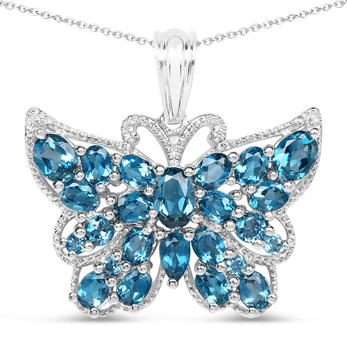 4.81 Carat Genuine London Blue Topaz .925 Sterling Silver Pendant on sale at MyriadMart