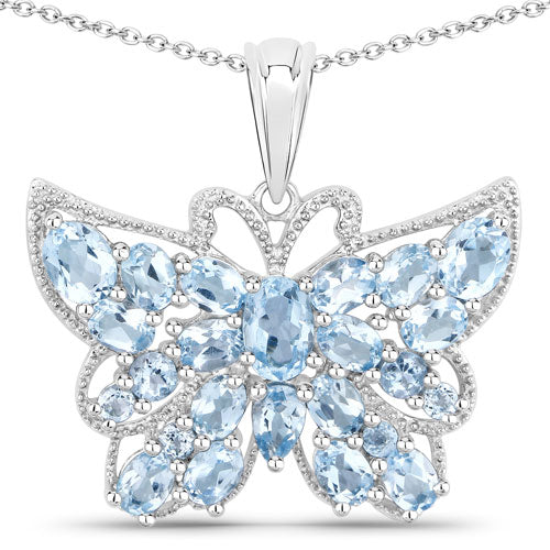 4.84 Carat Genuine Swiss Blue Topaz .925 Sterling Silver Pendant on sale at MyriadMart