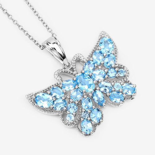 4.84 Carat Genuine Swiss Blue Topaz .925 Sterling Silver Pendant on sale at MyriadMart