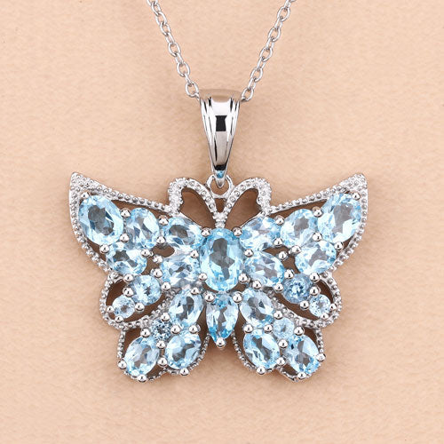 4.84 Carat Genuine Swiss Blue Topaz .925 Sterling Silver Pendant on sale at MyriadMart