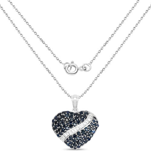 4.60 Carat Genuine Blue Sapphire and White Topaz .925 Sterling Silver Pendant on sale at MyriadMart