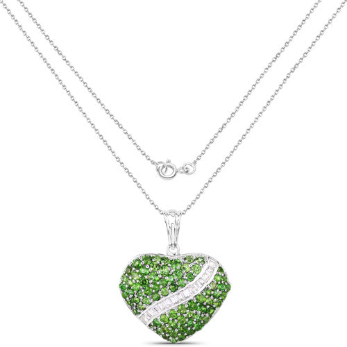 4.51 Carat Genuine Chrome Diopside and White Topaz .925 Sterling Silver Pendant on sale at MyriadMart