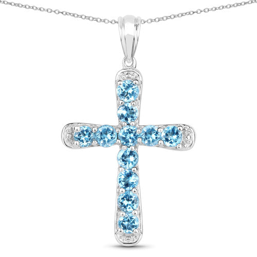 3.85 Carat Genuine Blue Topaz .925 Sterling Silver Pendant on sale at MyriadMart