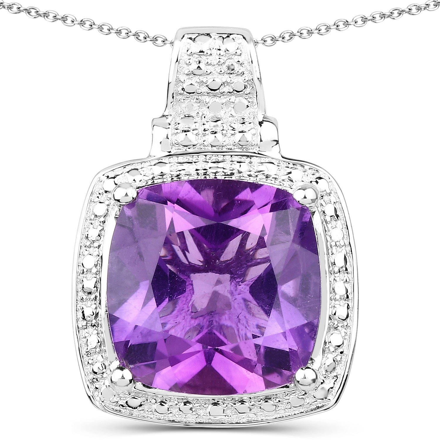5.85 Carat Genuine Amethyst .925 Sterling Silver Pendant on sale at MyriadMart