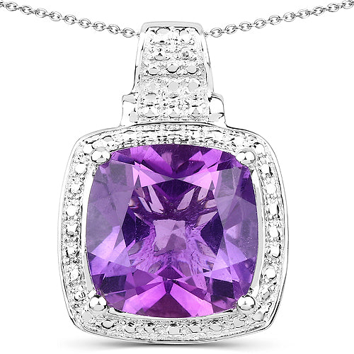 5.85 Carat Genuine Amethyst .925 Sterling Silver Pendant on sale at MyriadMart
