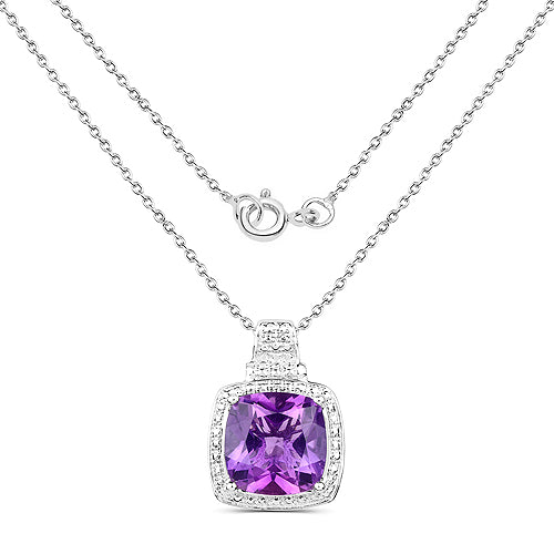 5.85 Carat Genuine Amethyst .925 Sterling Silver Pendant on sale at MyriadMart