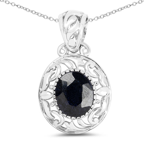 5.94 Carat Dyed Sapphire .925 Sterling Silver Pendant on sale at MyriadMart