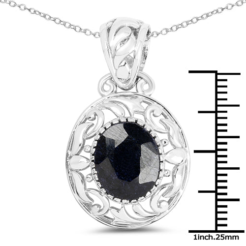 5.94 Carat Dyed Sapphire .925 Sterling Silver Pendant on sale at MyriadMart