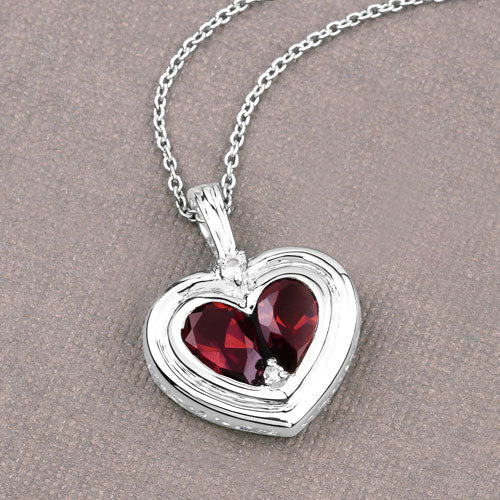2.66 Carat Genuine Garnet and White Topaz .925 Sterling Silver Pendant on sale at MyriadMart