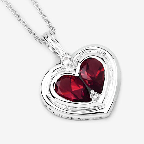 2.66 Carat Genuine Garnet and White Topaz .925 Sterling Silver Pendant on sale at MyriadMart