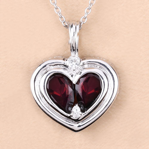 2.66 Carat Genuine Garnet and White Topaz .925 Sterling Silver Pendant on sale at MyriadMart