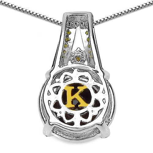 3.16 Carat Genuine Smoky Quartz, Yellow Diamond & White Diamond .925 Sterling Silver Pendant on sale at MyriadMart
