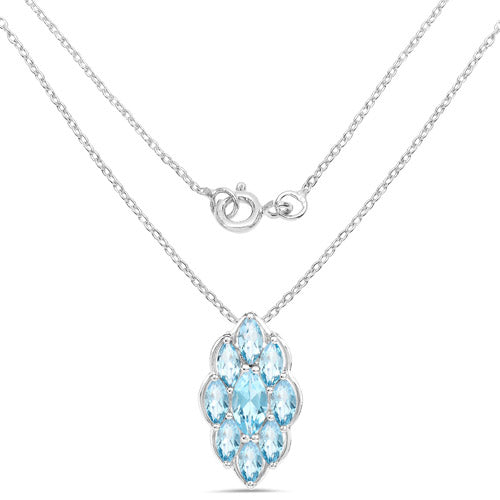 4.77 Carat Genuine Swiss Blue Topaz .925 Sterling Silver Pendant on sale at MyriadMart