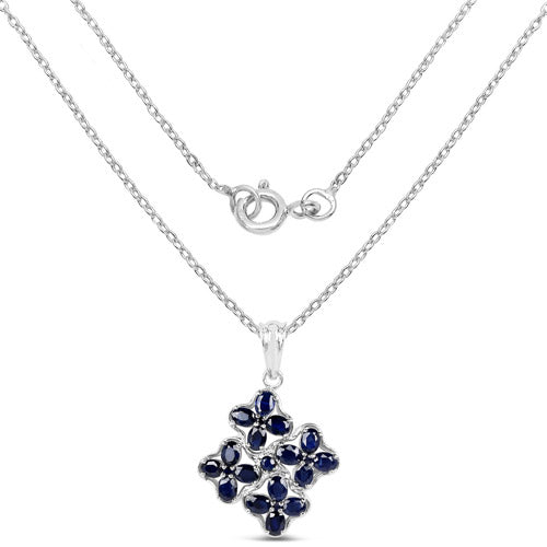 3.68 Carat Genuine Blue Sapphire .925 Sterling Silver Pendant on sale at MyriadMart