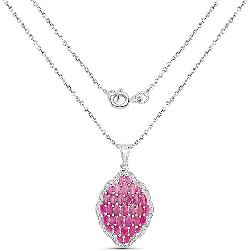 4.46 Carat Genuine Ruby .925 Sterling Silver Pendant on sale at MyriadMart