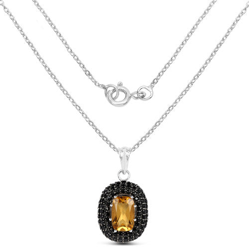 5.85 Carat Genuine Citrine and Black Spinel .925 Sterling Silver Pendant on sale at MyriadMart