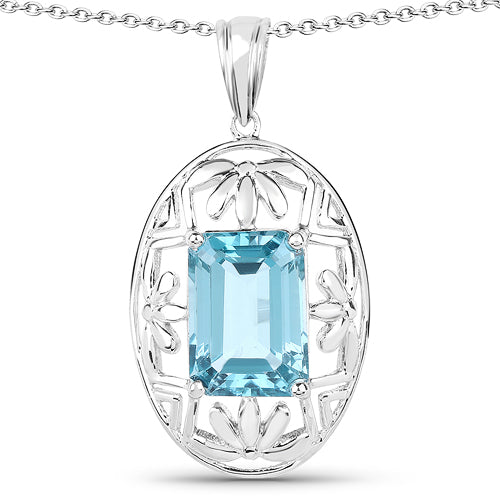 9.60 Carat Genuine Green Topaz .925 Sterling Silver Pendant on sale at MyriadMart