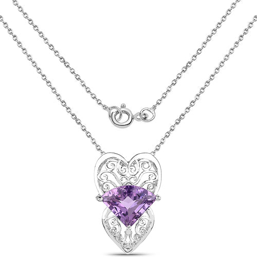 5.80 Carat Genuine Amethyst .925 Sterling Silver Pendant on sale at MyriadMart