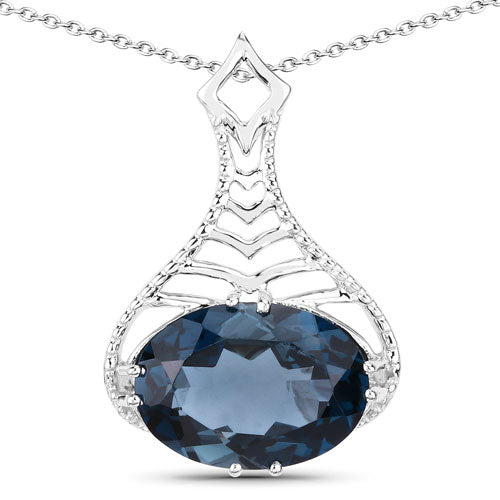 6.65 Carat Genuine London Blue Topaz .925 Sterling Silver Pendant on sale at MyriadMart