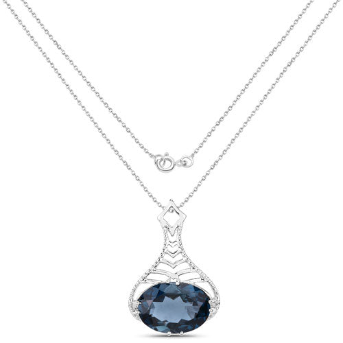 6.65 Carat Genuine London Blue Topaz .925 Sterling Silver Pendant on sale at MyriadMart