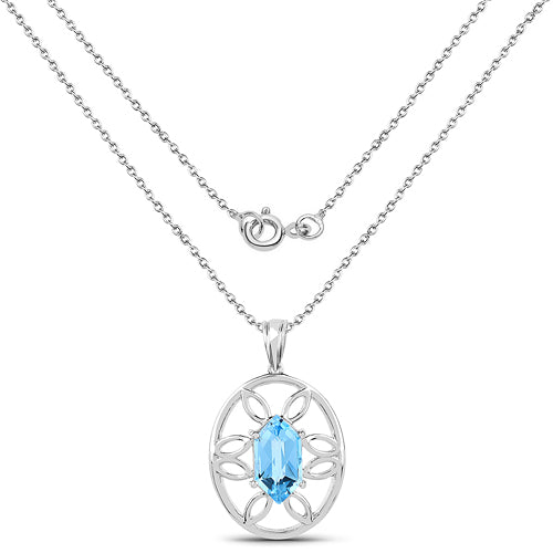6.17 Carat Genuine Swiss Blue Topaz .925 Sterling Silver Pendant on sale at MyriadMart