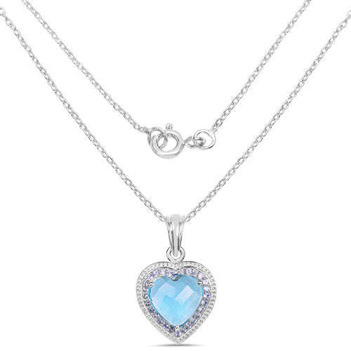 7.36 Carat Genuine Blue Topaz and Tanzanite .925 Sterling Silver Pendant on sale at MyriadMart
