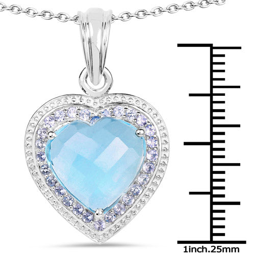 7.36 Carat Genuine Blue Topaz and Tanzanite .925 Sterling Silver Pendant on sale at MyriadMart