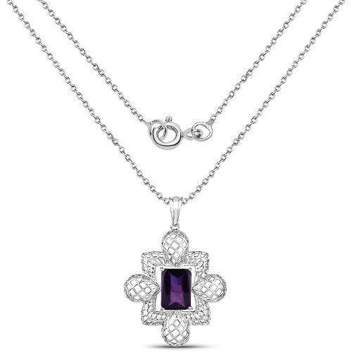 7.80 Carat Genuine Amethyst .925 Sterling Silver Pendant on sale at MyriadMart