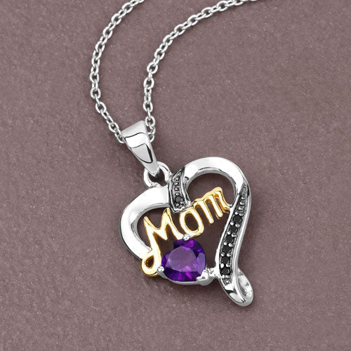 0.48 Carat Genuine Amethyst and Black Spinel .925 Sterling Silver Pendant on sale at MyriadMart