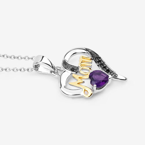 0.48 Carat Genuine Amethyst and Black Spinel .925 Sterling Silver Pendant on sale at MyriadMart