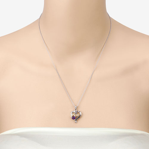 0.48 Carat Genuine Amethyst and Black Spinel .925 Sterling Silver Pendant on sale at MyriadMart