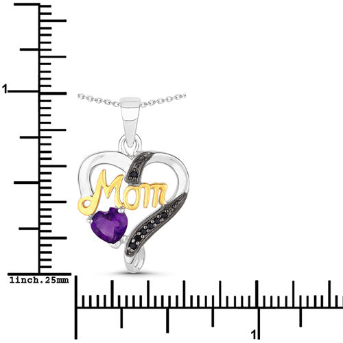 0.48 Carat Genuine Amethyst and Black Spinel .925 Sterling Silver Pendant on sale at MyriadMart