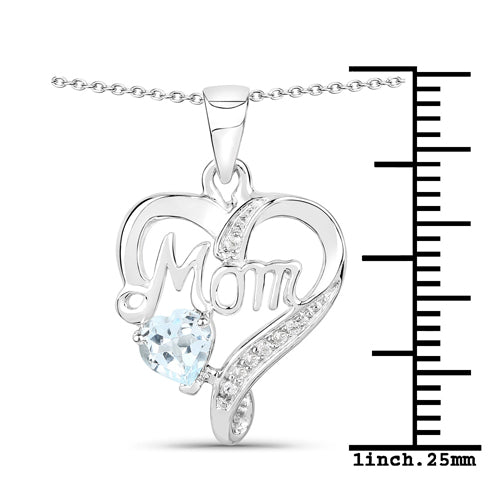 0.54 Carat Genuine Blue Topaz and White Topaz .925 Sterling Silver Pendant on sale at MyriadMart