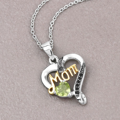 0.49 Carat Genuine Peridot and Black Spinel .925 Sterling Silver Pendant on sale at MyriadMart