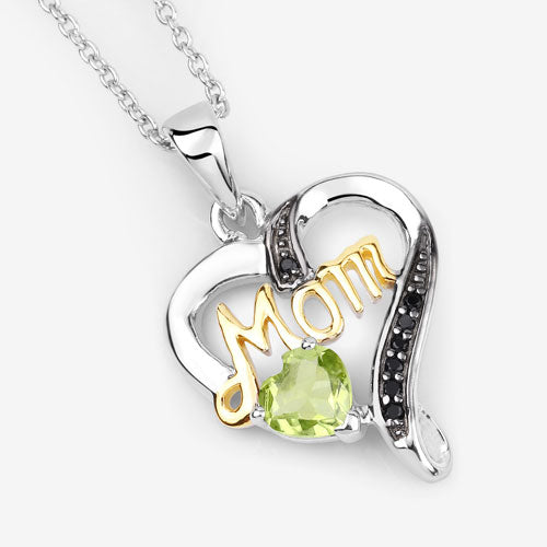 0.49 Carat Genuine Peridot and Black Spinel .925 Sterling Silver Pendant on sale at MyriadMart