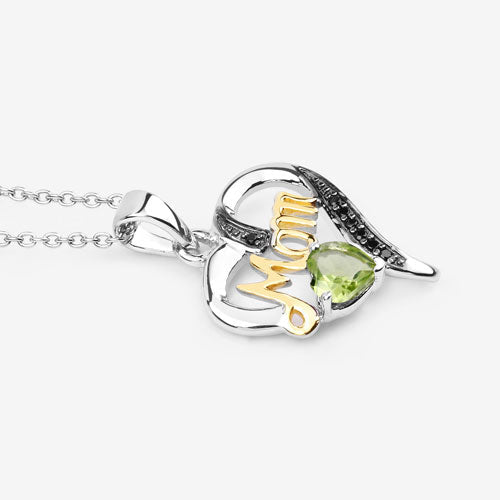 0.49 Carat Genuine Peridot and Black Spinel .925 Sterling Silver Pendant on sale at MyriadMart