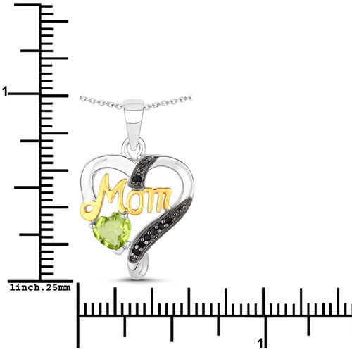 0.49 Carat Genuine Peridot and Black Spinel .925 Sterling Silver Pendant on sale at MyriadMart