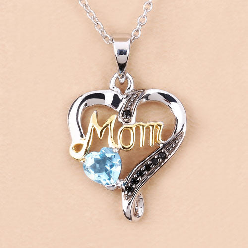 0.57 Carat Genuine Swiss Blue Topaz and Black Spinel .925 Sterling Silver Pendant on sale at MyriadMart