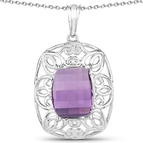 7.30 Carat Genuine Amethyst .925 Sterling Silver Pendant on sale at MyriadMart