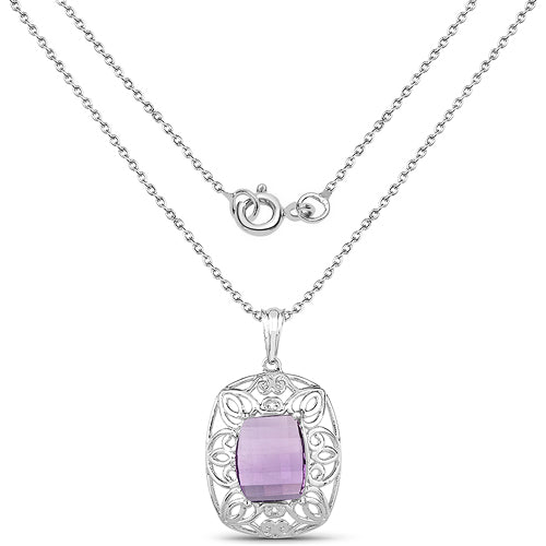 7.30 Carat Genuine Amethyst .925 Sterling Silver Pendant on sale at MyriadMart