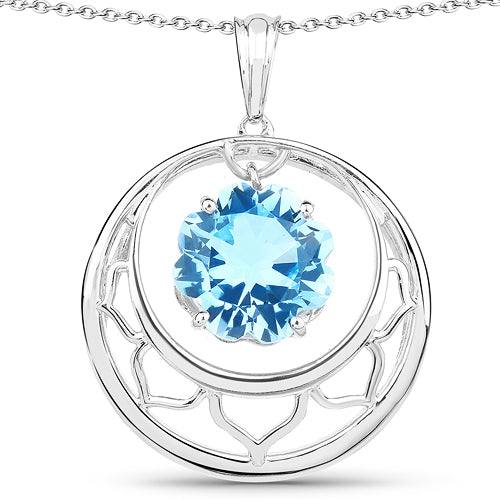 8.75 Carat Genuine Swiss Blue Topaz .925 Sterling Silver Pendant on sale at MyriadMart