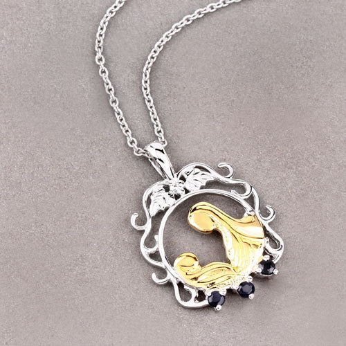 0.12 Carat Genuine Blue Sapphire .925 Sterling Silver Pendant on sale at MyriadMart