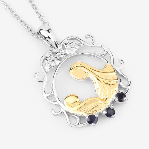 0.12 Carat Genuine Blue Sapphire .925 Sterling Silver Pendant on sale at MyriadMart